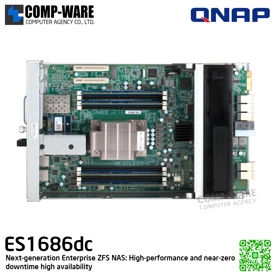 QNAP (3U 16-Bay) ES1686dc-2123IT-64G / Intel Xeon D-2123IT (4-Core) / 64GB DDR4 / 16 x 2.5"/3.5" SAS 12Gbps / 3 x Gigabit LAN / 4 x 10G-bE SFP+ / Redundant PSU / 5Y Warranty / No HDD / Rail Kit RAIL-E02