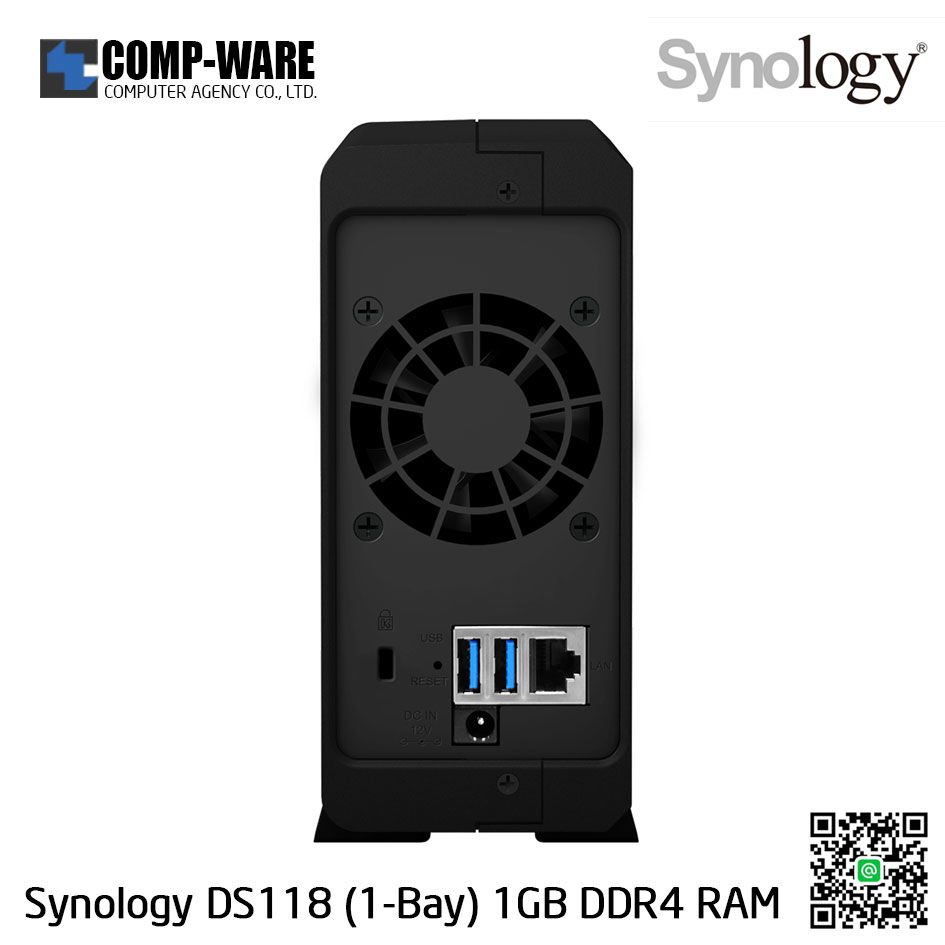 Synology DiskStation (1-Bay) DS118 (1GB DDR4 RAM) Realtek Quad-Core, No HDD