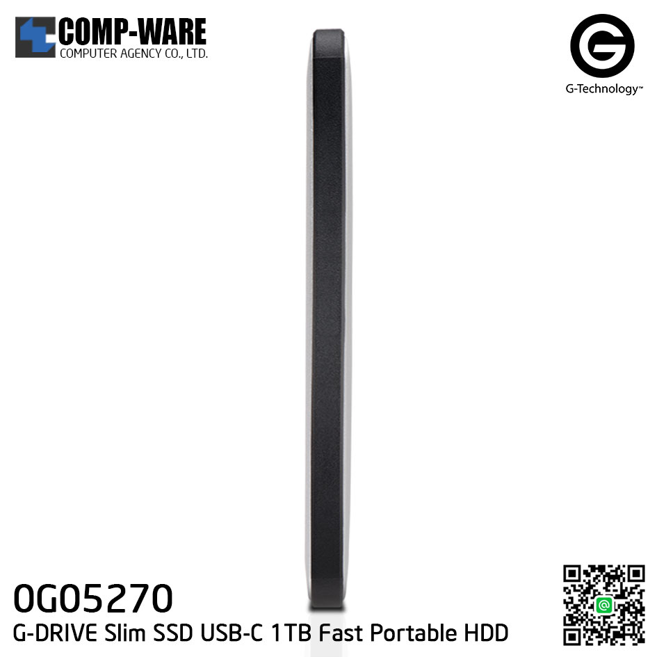 G-Technology G-DRIVE Slim SSD USB-C 1TB Fast Portable Hard Drive Silver - 0G05270