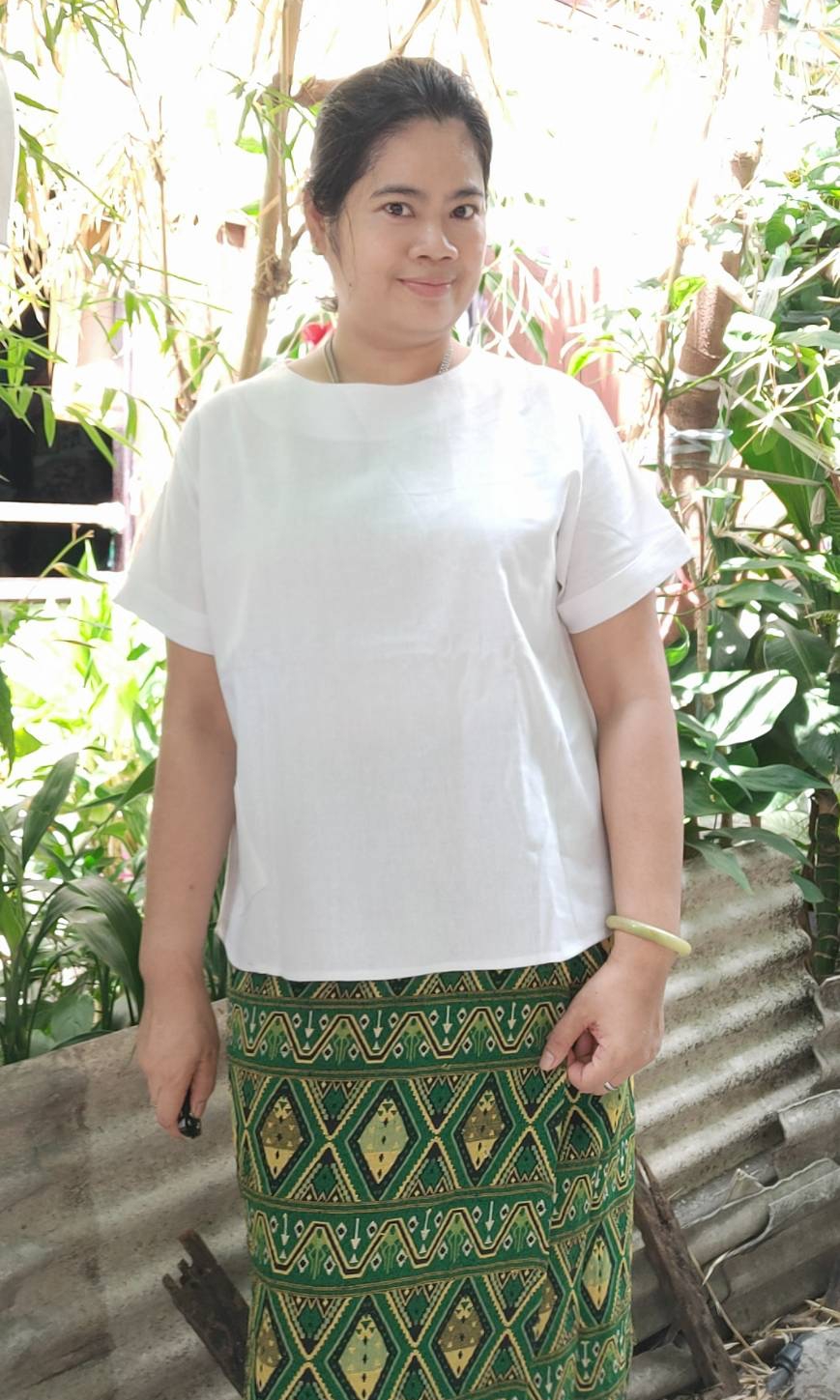 NNandNN Shop 4 0017 เสื้อลินิน คอกลม พื้น 42"