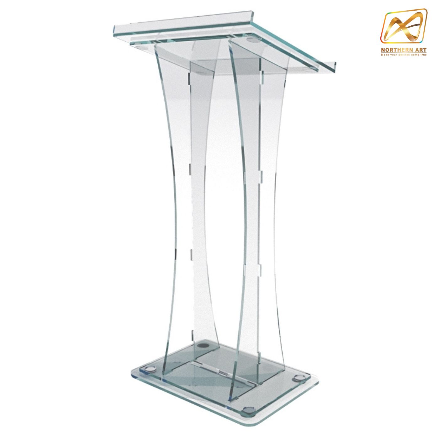 โพเดียม อะคริลิคใส AC-04 ขนาด (W) 55 x (L) 45 x (H)115 ซม.TOP เอียงพร้อมกันตก วัสดุอะคริลิคใส หนา 10-20 มม.