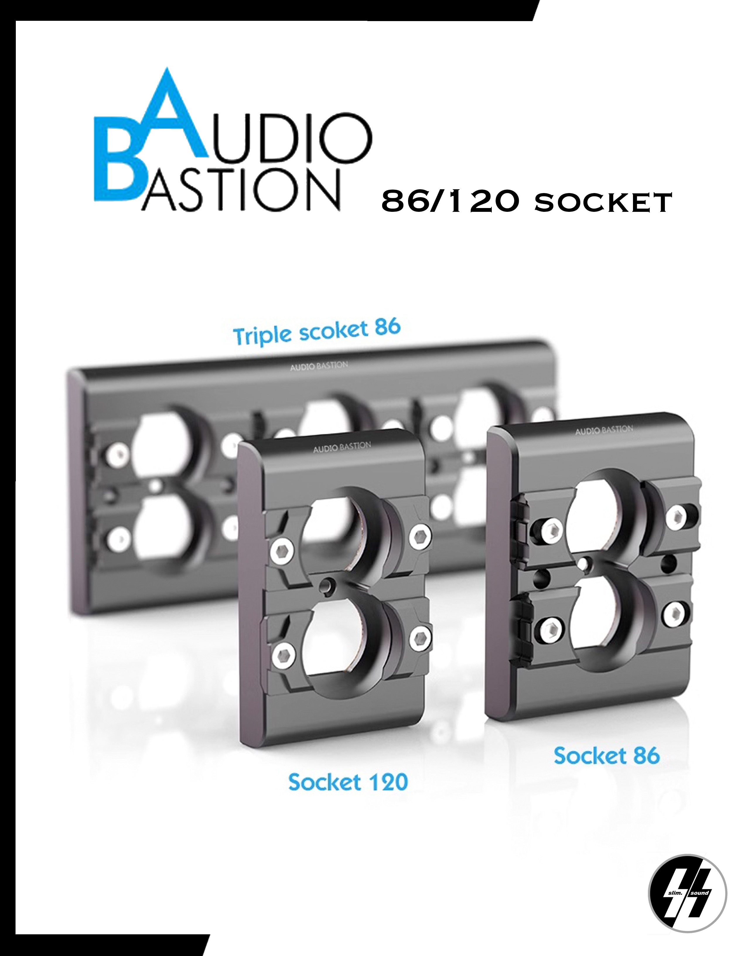 เต้ารองรับหัวปลั๊ก-สายไฟออดิโอ | AudioBastion - 86 / 120 socket | wall plug panel aluminum alloy thick (Shock absorber)