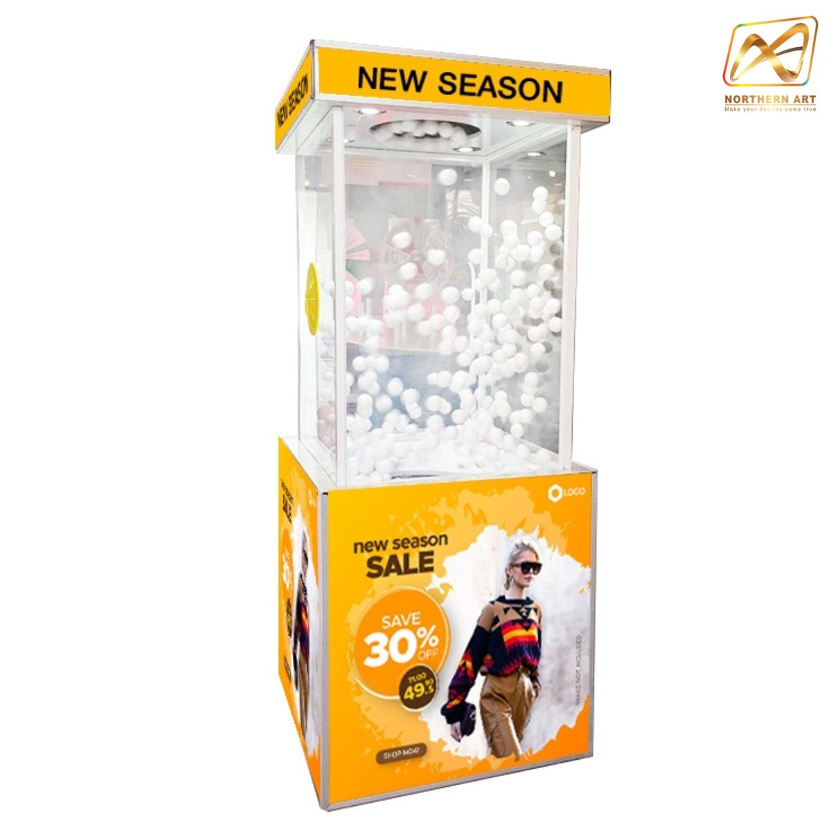 เกมส์ตู้ลม ตู้ลมจับรางวัล (W)70 x (L)70 X (H)185 cm. พร้อมงานพิมพ์ ไม่รวมลุกบอลโฟม