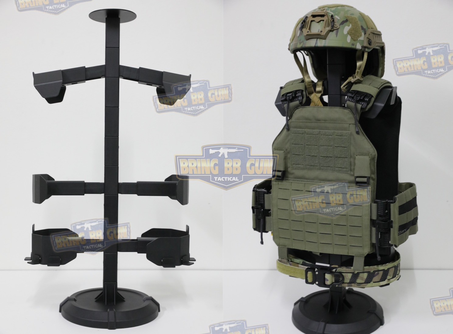 แท่นวางหมวก-เสื้อเวส-เข็มขัด (เสาแขวนหมวก-เสื้อเวส-เข็มขัด) (ที่แขวนอเนกประสงค์) (Equipment Display Stand)