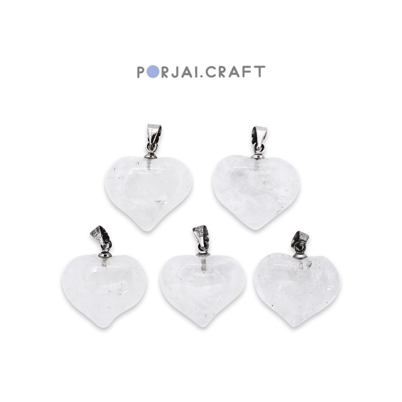 Crackle Clear Quartz Heart Pendant จี้หัวใจควอตซ์ 19mm