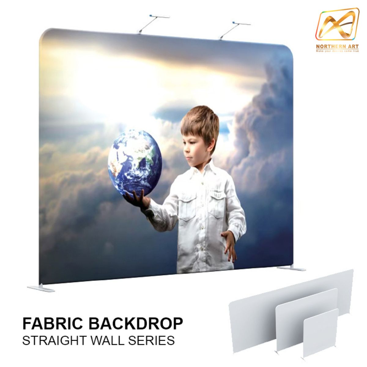 แบคดรอบผ้า Fabric Backdrop รุ่น Straight wall ขนาด (W) 243.8-596 x (H)228 cm. โครงอะลูมิเนียม ถอดประกอบได้ แถมฟรี! กระเป๋าใส่อุปกรณ์ 1 ใบ