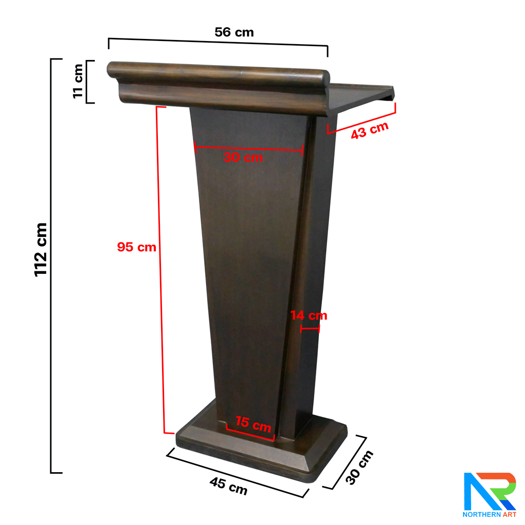 โพเดียมไม้ สีโอ๊ค ทรงโมเดิร์น TOPตรง ขนาด (W)56 x (L)48 cm. สูง 112 cm.