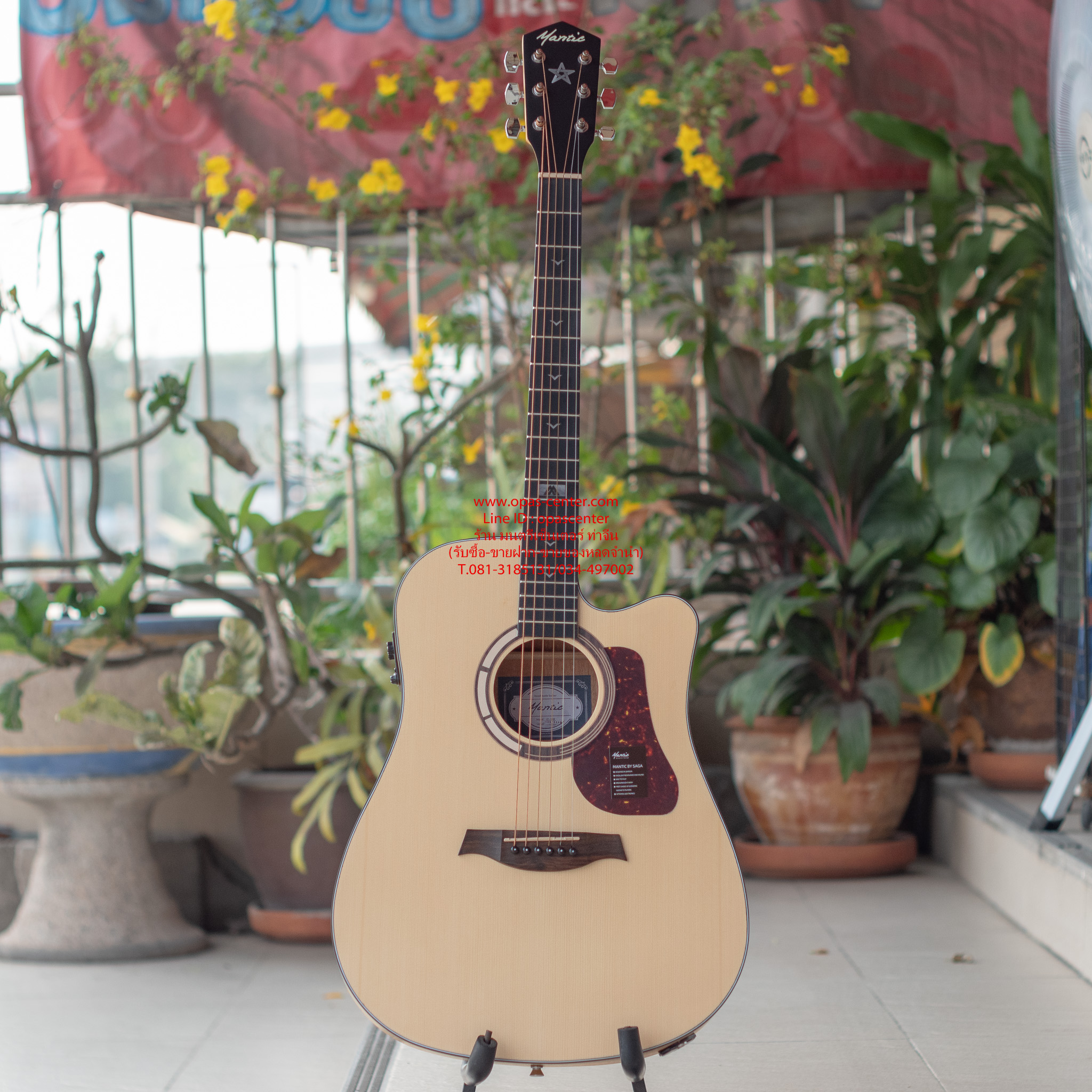 กีต้าร์โปร่งเว้าไฟฟ้า Mantic GT-1DC-E 41 นิ้ว คอเว้า สีไม้ ไม้แองเกิลแมนสปรูซ/เชอร์รี่วู้ด มีเครื่องตั้งสายในตัว ของใหม่