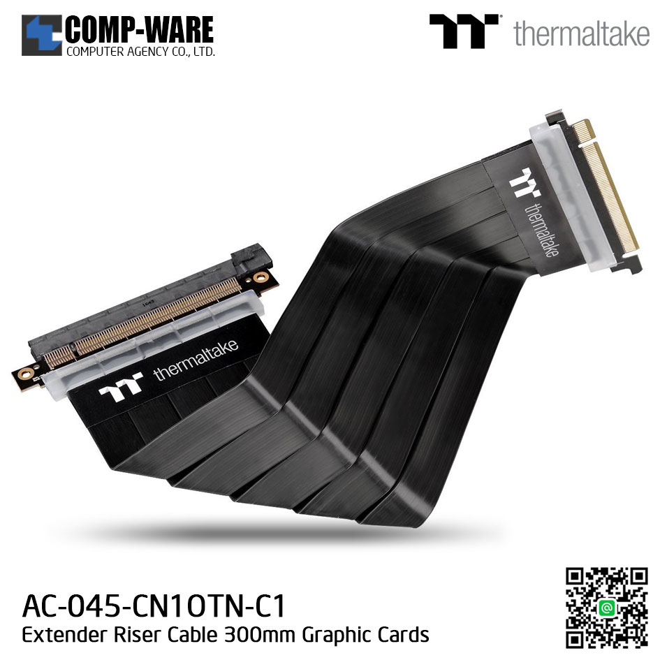 Thermaltake AC-045-CN1OTN-C1 TT Premium PCI-E x16 3.0 Extender Riser Cable 300mm Graphic Cards Black