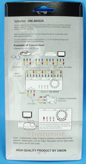 AV SELECTOR เข้า 4 ออก 1 คุณภาพดี สำหรับโทรทัศน์ที่มีช่องรับ AV ไม่เพียงพอ