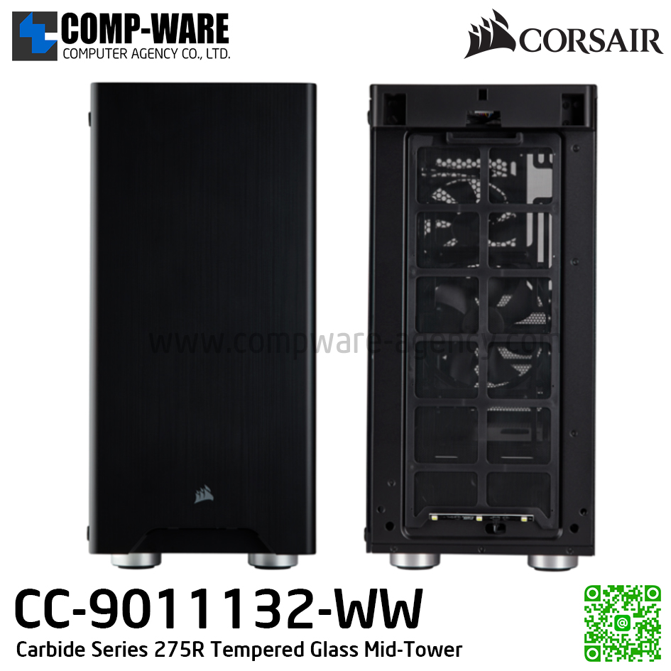 CORSAIR Carbide Series 275R Tempered Glass Mid-Tower Gaming Case Black - 275R-BK (CC-9011132-WW) เคสเปล่า