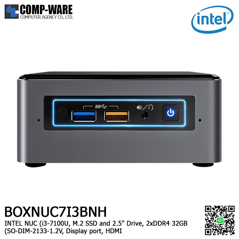 Intel NUC7I3BNH Mini PC NUC Kit - INTEL NUC (i3-7100U, M.2 SSD and 2.5" Drive, 2xDDR4 32GB SO-DIM-2133-1.2V, Display port, HDMI) BOXNUC7I3BNH