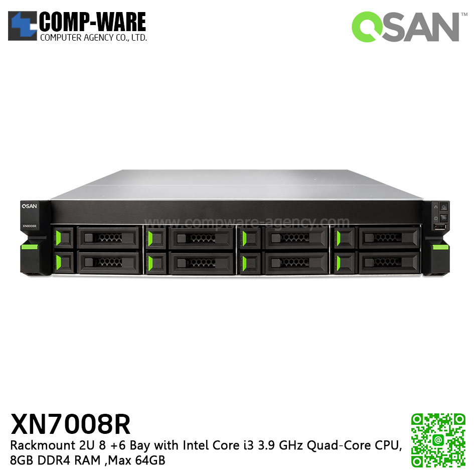 QSAN (8+6 Bays) XCubeNAS XN7008R (8GB RAM) Rackmount 2U NAS Storage , No HDD