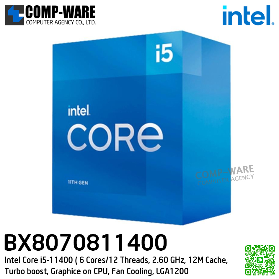 CPU BX8070811400 Intel Core i5-11400 ( 6 Cores/12 Threads, 2.60 GHz, 12MB Cache, Turbo boost, Graphics on CPU, Fan Cooling, LGA1200) - 3Y Warranty