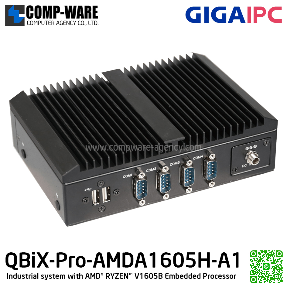 GIGAIPC QBiX-Pro-AMDA1605H-A1 Industrial system with AMD® RYZEN™ V1605B Embedded Processor