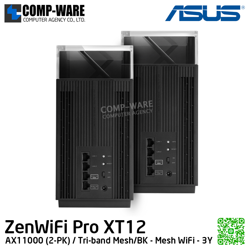 ASUS ZenWiFi Pro XT12 / AX11000 (2-PK) / Tri-band Mesh/BK - Mesh WiFi - 3Y Warranty