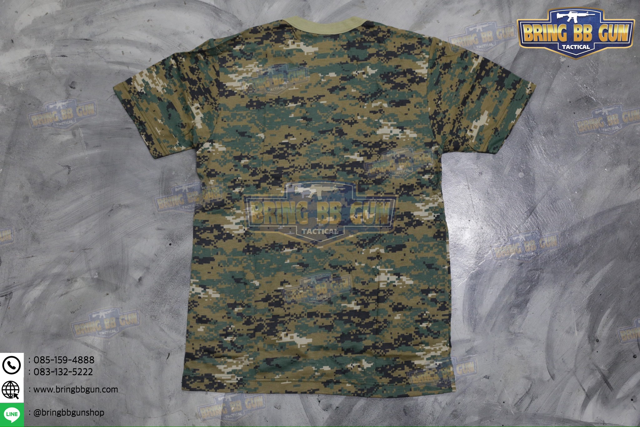 เสื้อยืดคอกลมลายพราง พิมพ์ลาย3D ผ้า TC