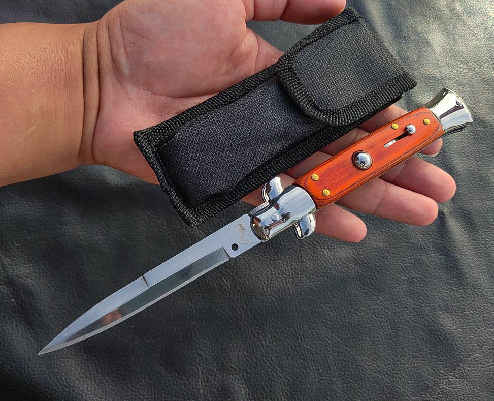 มีดเจ้าพ่อ Al Capone knife ใบเงินตรง ด้ามไม้แท้ มีดในตำนานเป็นสัญลักษณ์มาเฟีย อัลคาโป