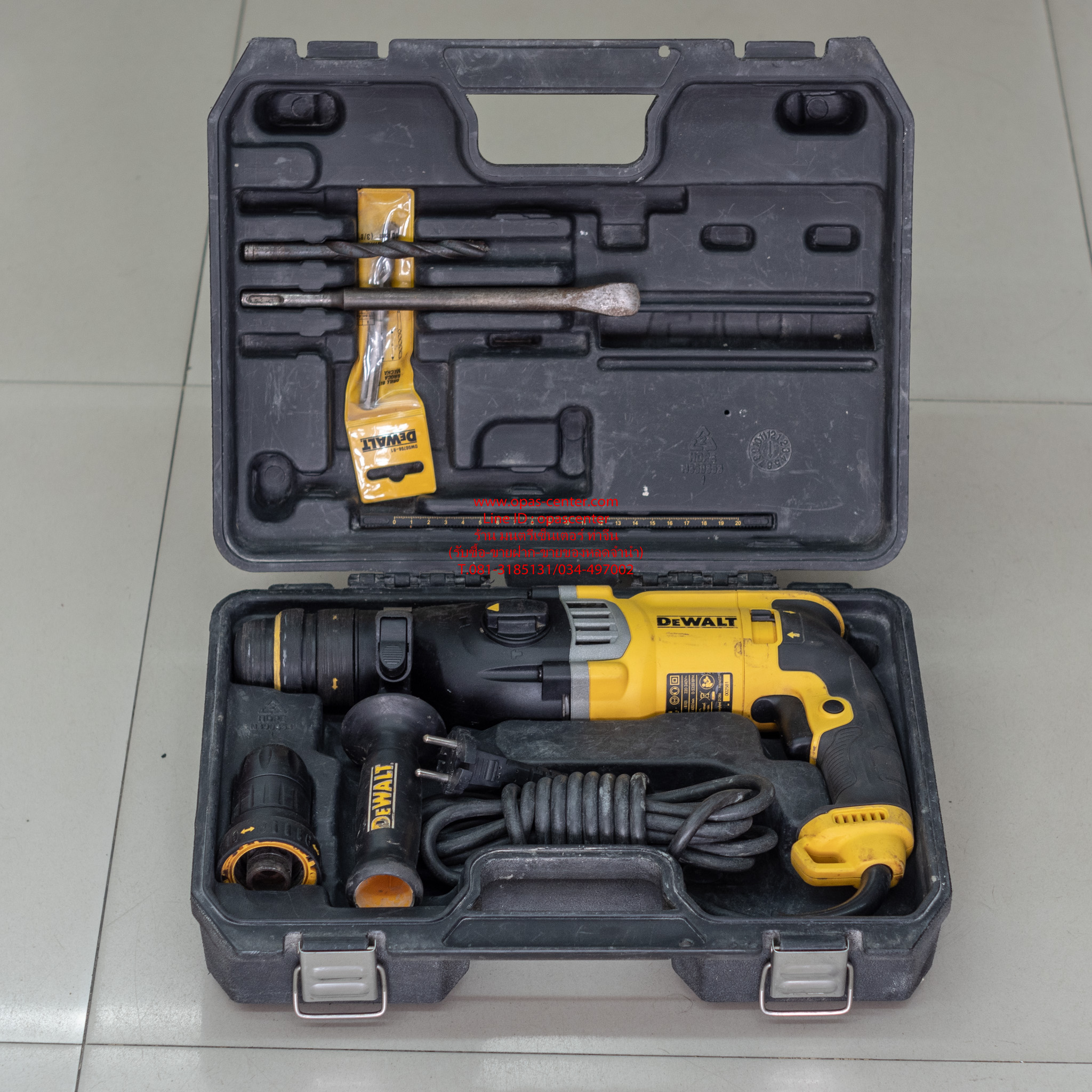สว่านโรตารี่ DEWALT D25144 28 มม. 900 วัตต์ ของแท้ มือสอง สภาพดี มีกล่อง และหัวต่อ