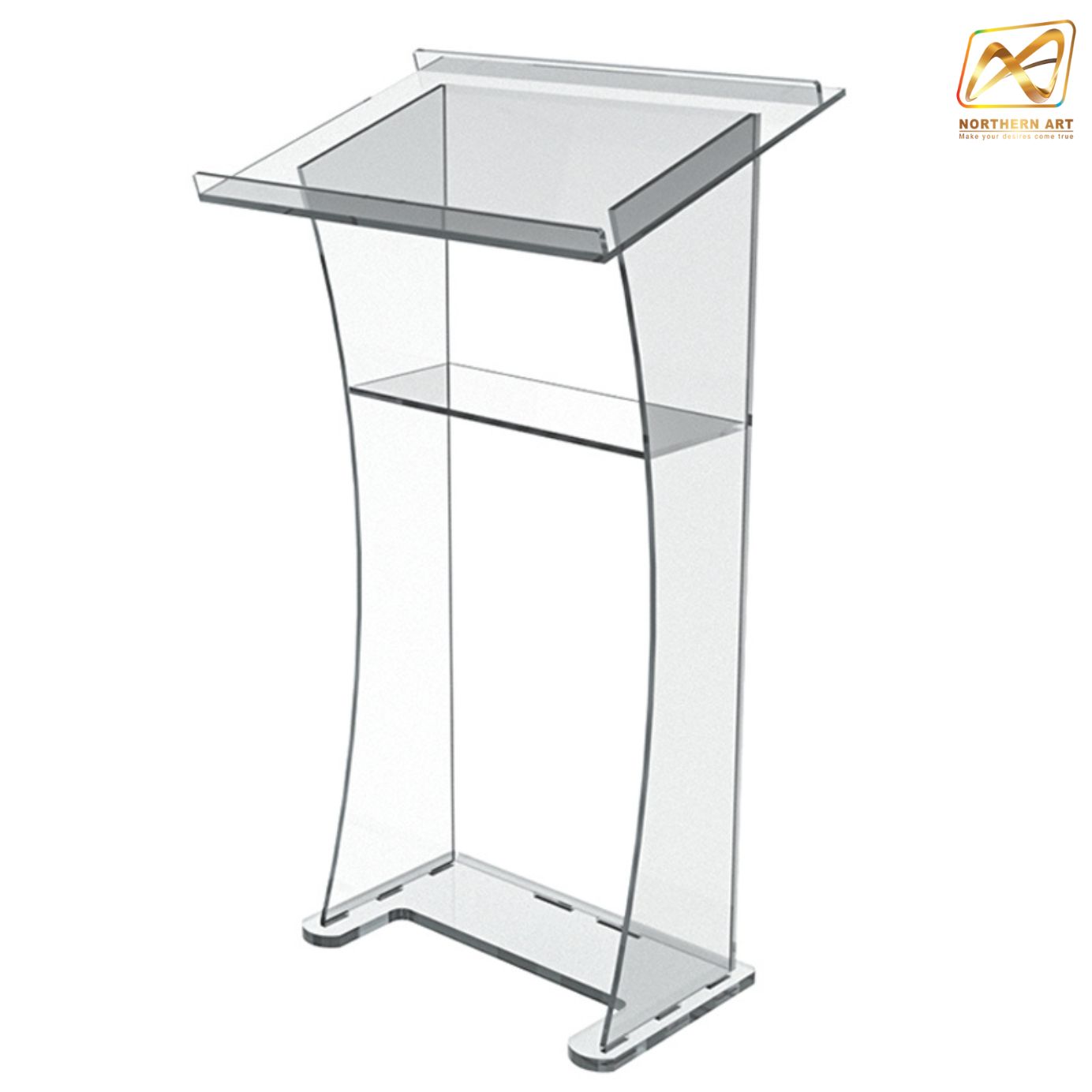 โพเดียม อะคริลิคใส AC-06 ขนาด(W)70 x (L)50 x (H)120 cm. TOP เอียงพร้อมกันตก วัสดุอะคริลิคใส หนา 10-20 มม.