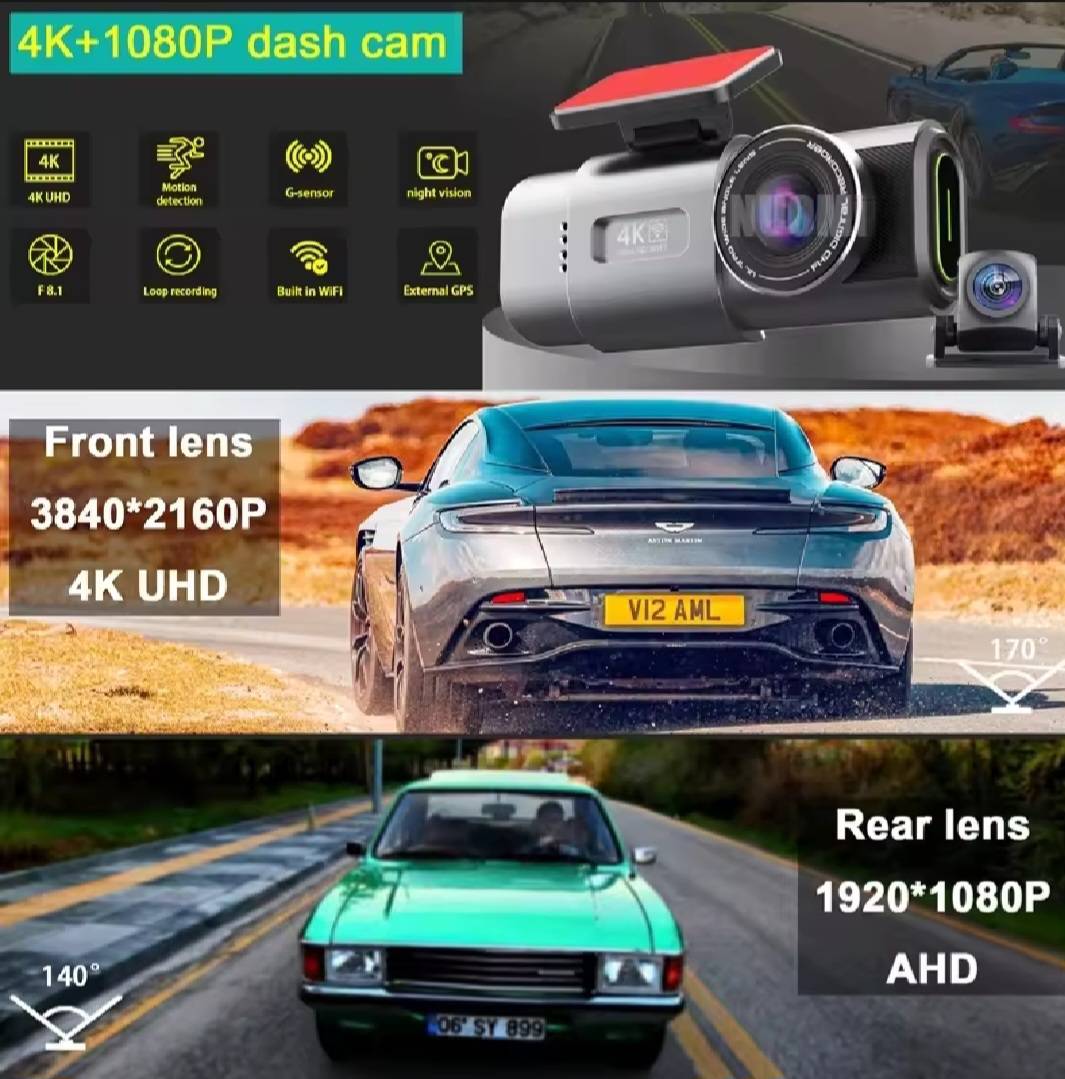 กล้องติดรถยนต์ CCTV 4K wifi บันทึก VDO การเดินทาง