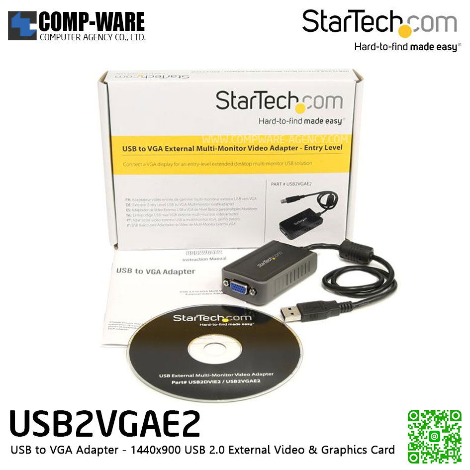 StarTech USB2VGAE2 USB to VGA Adapter - 1440x900 USB 2.0 External Video & Graphics Card , Multi-Monitor , USB-Powered , Supports Windows
