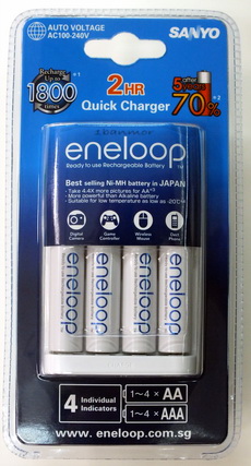 eneloop Quick Charger NC-MQR06W เครื่องชาร์จ Eneloop 2 ชม. พร้อมถ่าน Eneloop รุ่นใหม่ พร้อมถ่านชาร์จ 1800ครั้ง