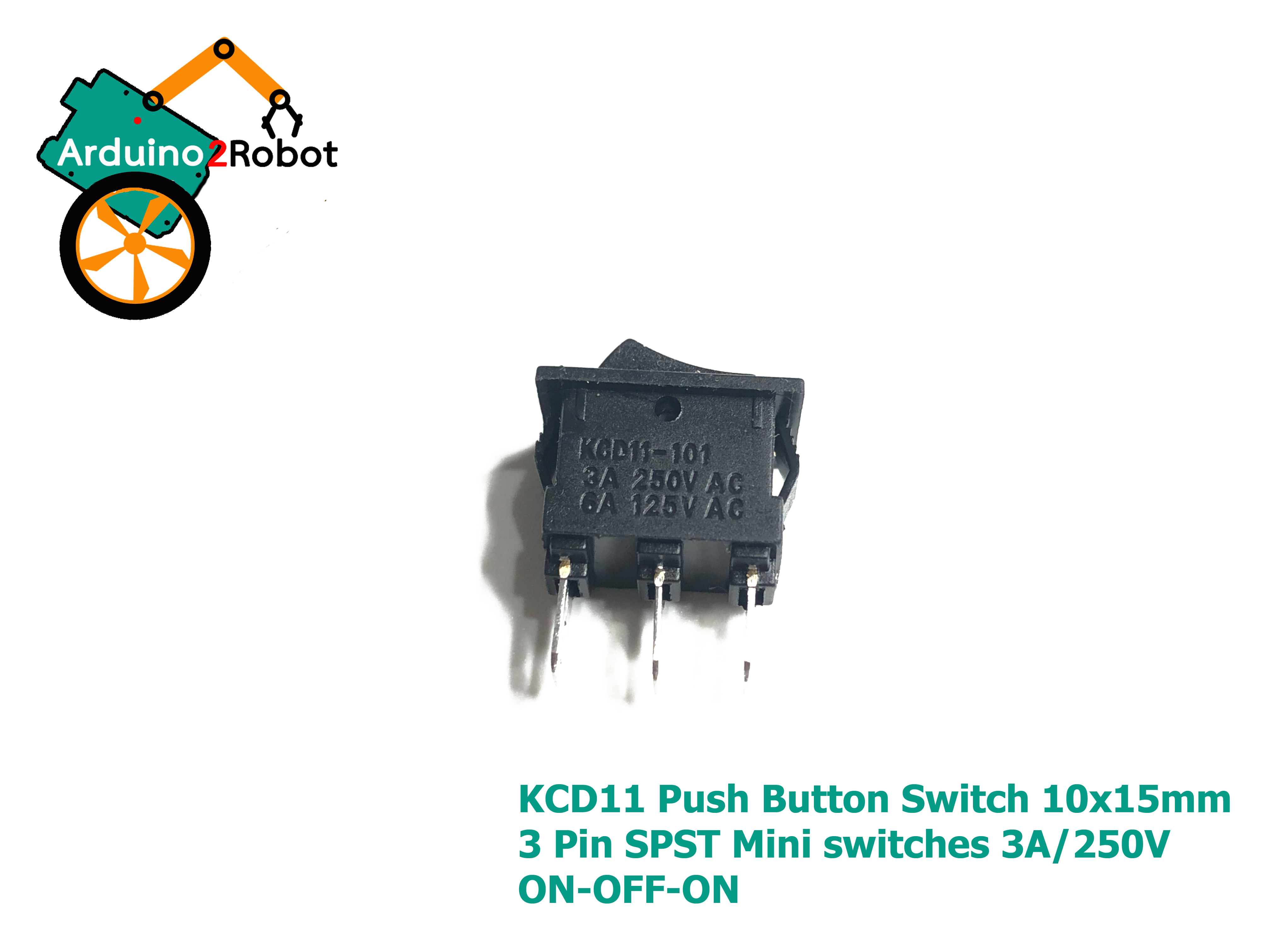 KCD11 Push Button Switch สีดำ 10x15mm 3 Pin SPST Mini switches 6A/125V 3A/250V Snap-in ON-OFF-ON