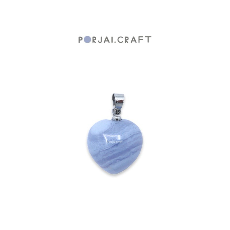 Blue Lace Agate Heart Pendant จี้บลูเสซอาเกตหัวใจ 16mm