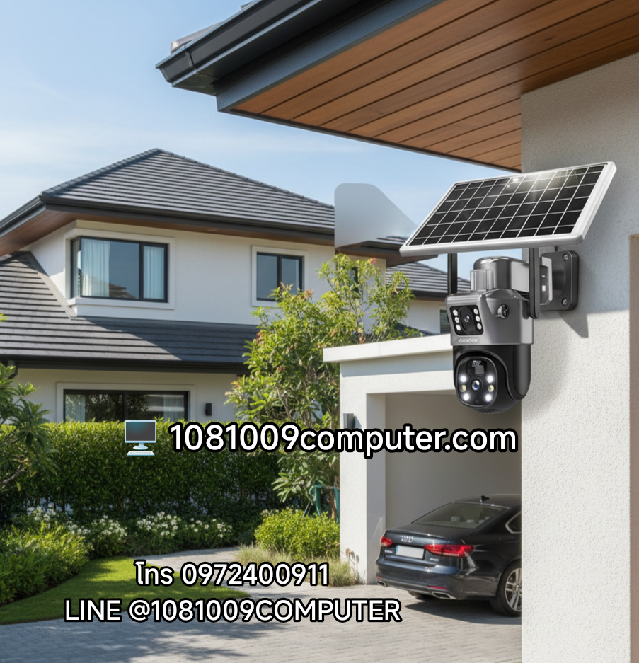 EQS663DR Black กล้องวงจรปิดโซลาร์เซลล์เลนส์คู่ EACHPAI V380 Pro