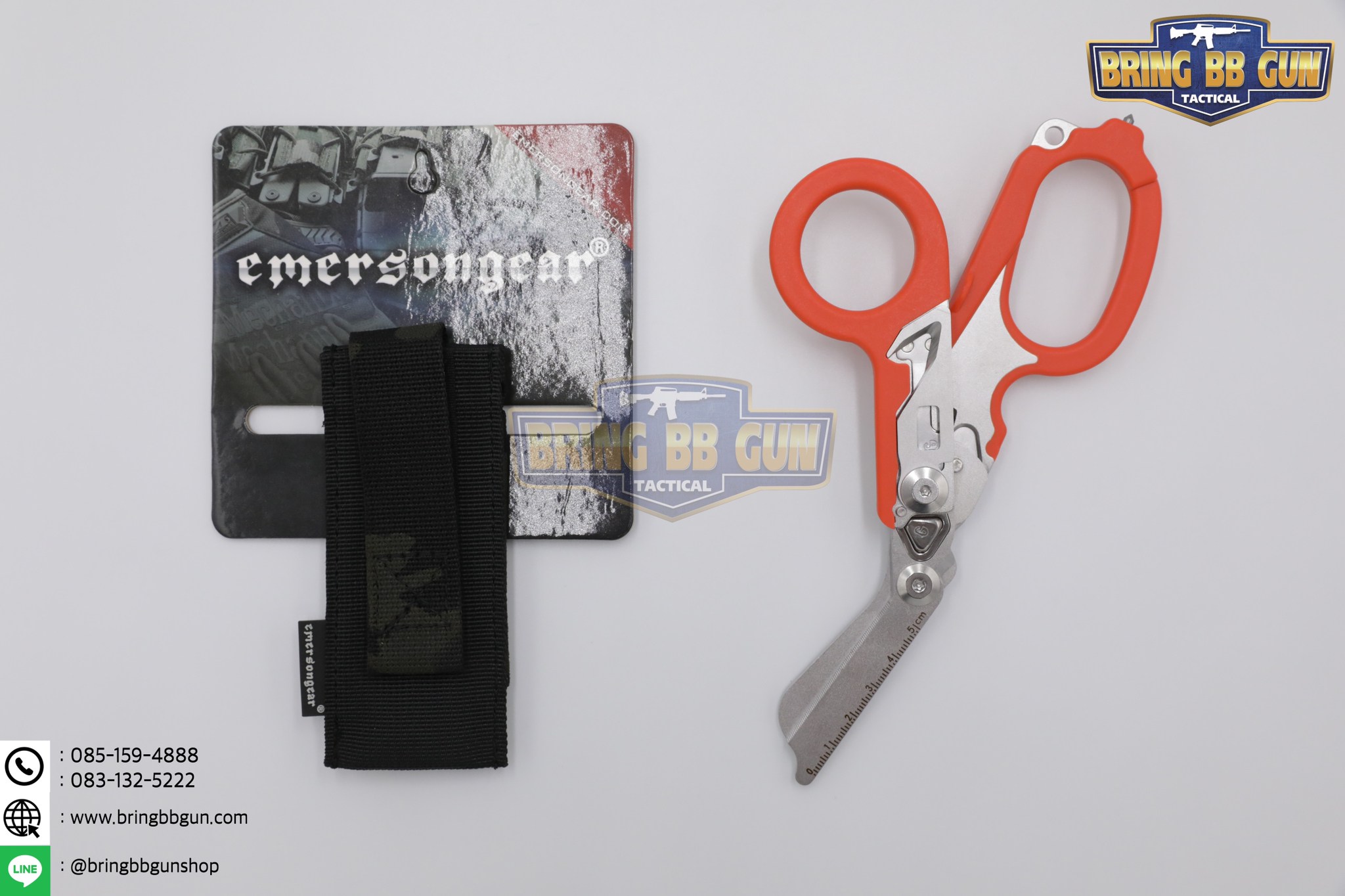 ซองใส่กรรไกรแพทย์สนาม ยี่ห้อ Emerson + กรรไกรแพทย์สนาม ทรง LM Raptor (Tactical EDC Scissor Pouch + Paramedic Scissors)