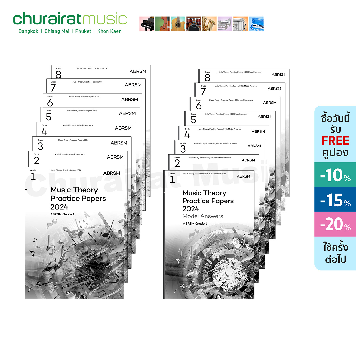 หนังสือเปียโน ABRSM Music Theory Practice Papers 2024 G.1 - G.8
