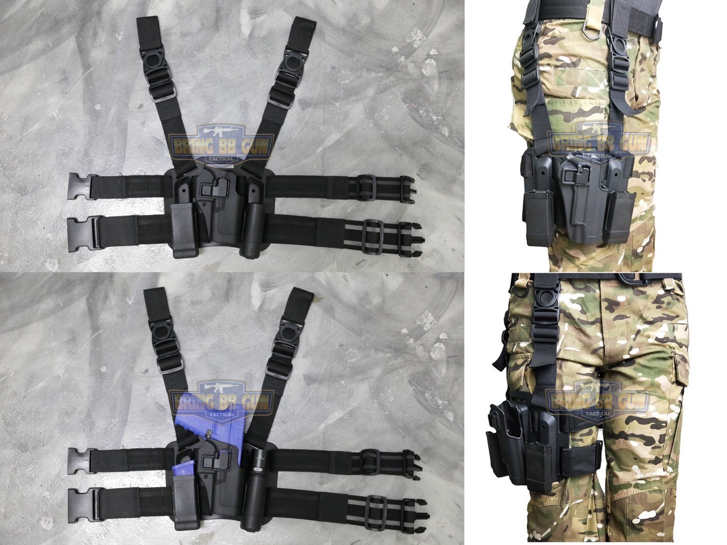 ชุดซองปืนพกนอกรัดต้นขา ทรง Black Hwak มี7รุ่นให้เลือก #รุ่น Glock 17 #รุ่น Glock 19 #รุ่น M1911 #รุ่น Beretta #รุ่น HK USP #รุ่น Sig Sauer P226 #รุ่น Sig Pro (Sig P320)