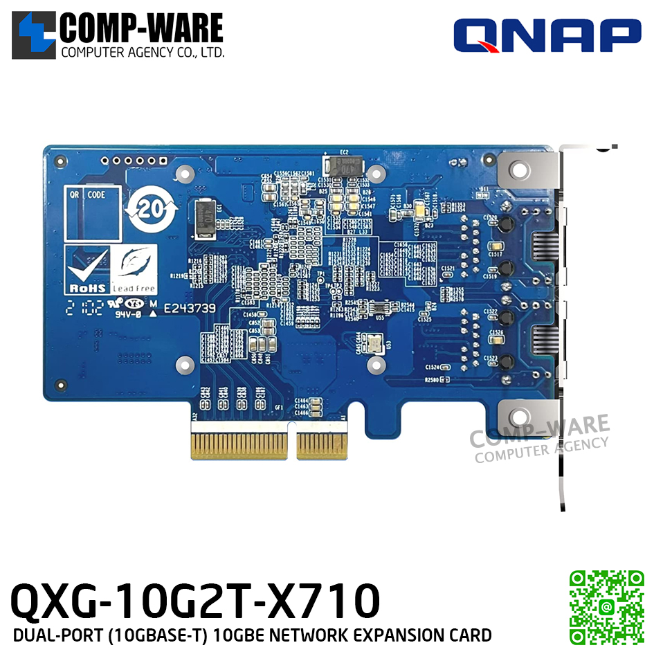 QNAP QXG-10G2T-X710 DUAL-PORT (10GBASE-T) 10GBE NETWORK EXPANSION CARD, INTEL X710, PCIE GEN3 X4 - SPARE PART - 2Y Warranty