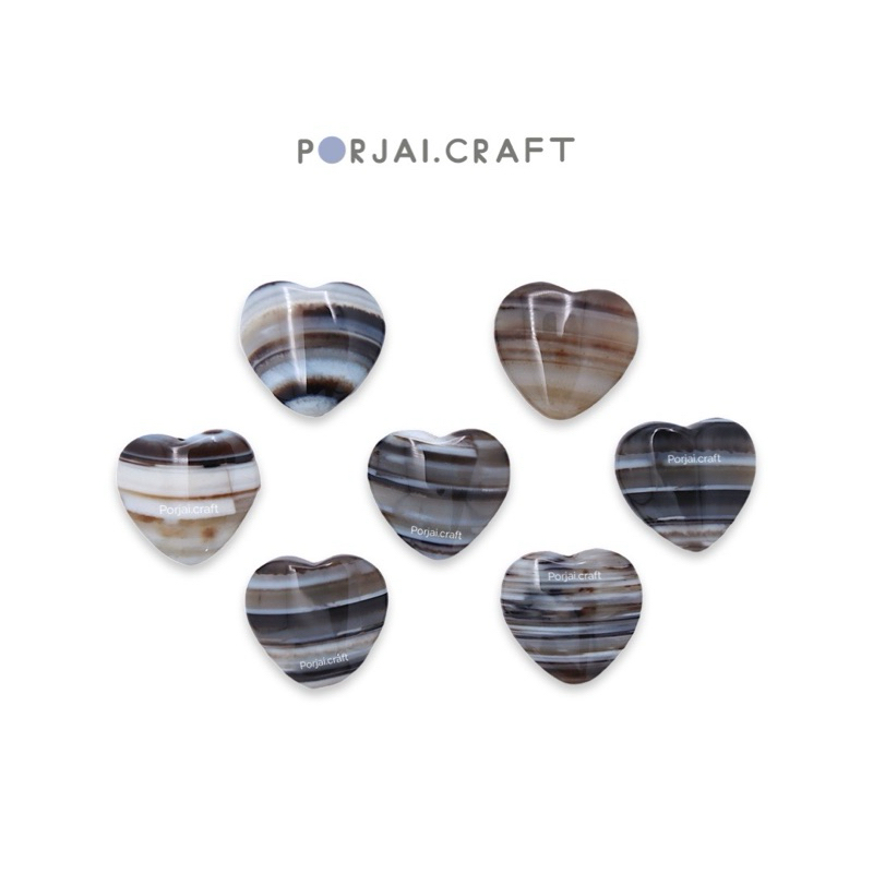 Tibetan Agate Heart Beads ลูกปัดหัวใจทิเบตอาเกต 20mm
