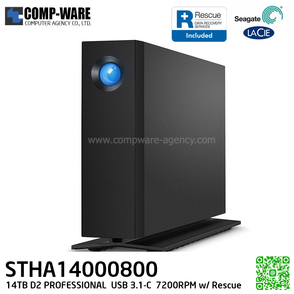 LaCie d2 Professional 14TB USB 3.1 Type-C External Hard Drive with Rescue Data Recovery Services - STHA14000800