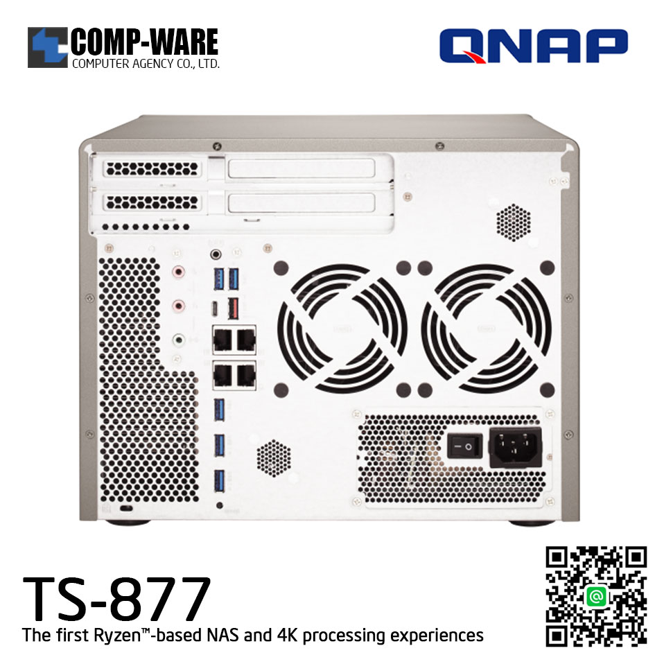 QNAP NAS 8-Bay (6+2) TS-877 (8GB DDR4 RAM up to 64GB) AMD Ryzen5 1600 6C/12T TS-877-1600-8G, No HDD