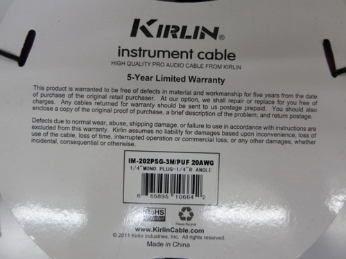 สายแจ๊คกีต้าร์สายสะท้อนแสง อย่างดี 3 เมตร KIRLIN มีหลากหลายสี ขายถูก