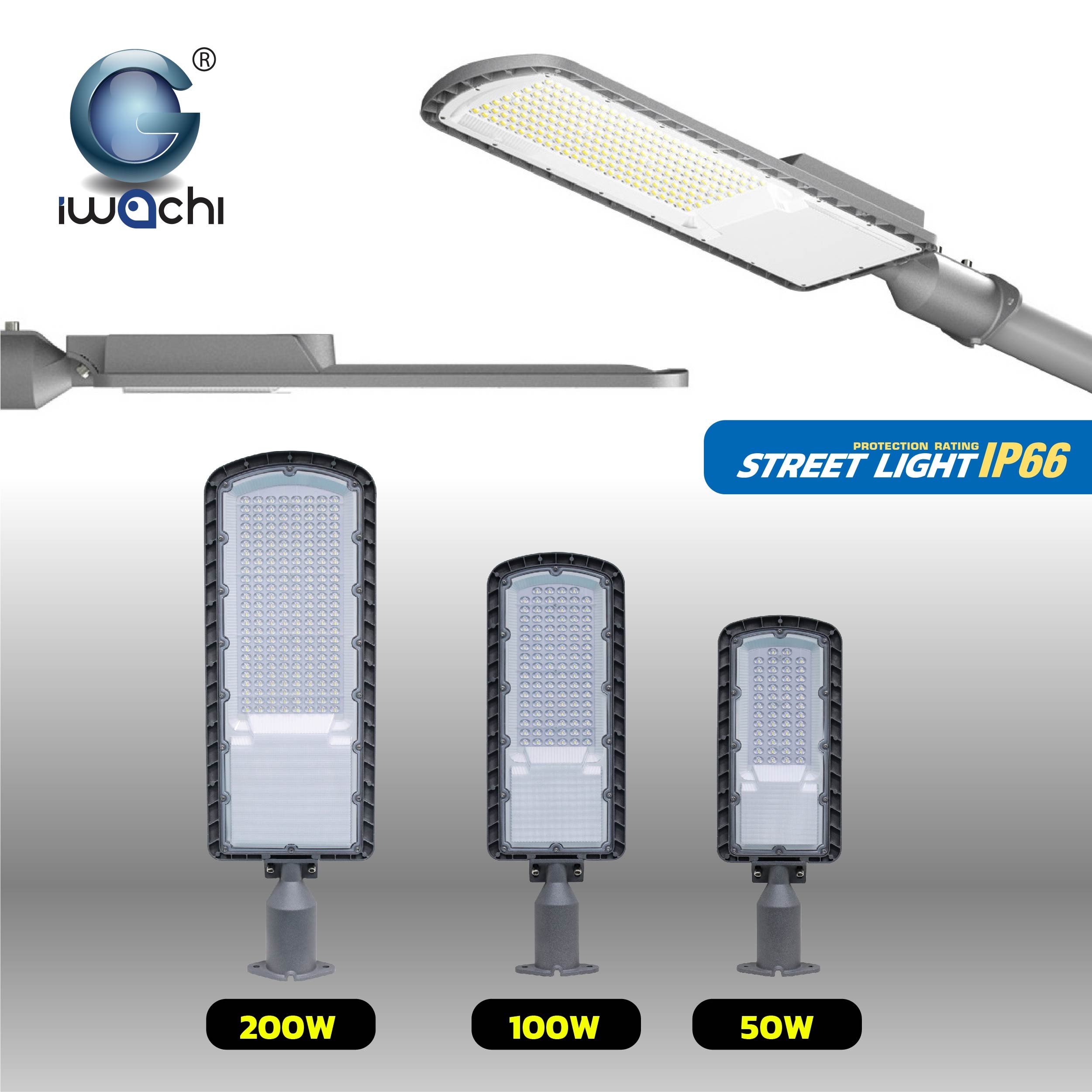 โคมไฟถนน 100w LED รุ่นปรับคอได้ 90องศา ขึ้นลง