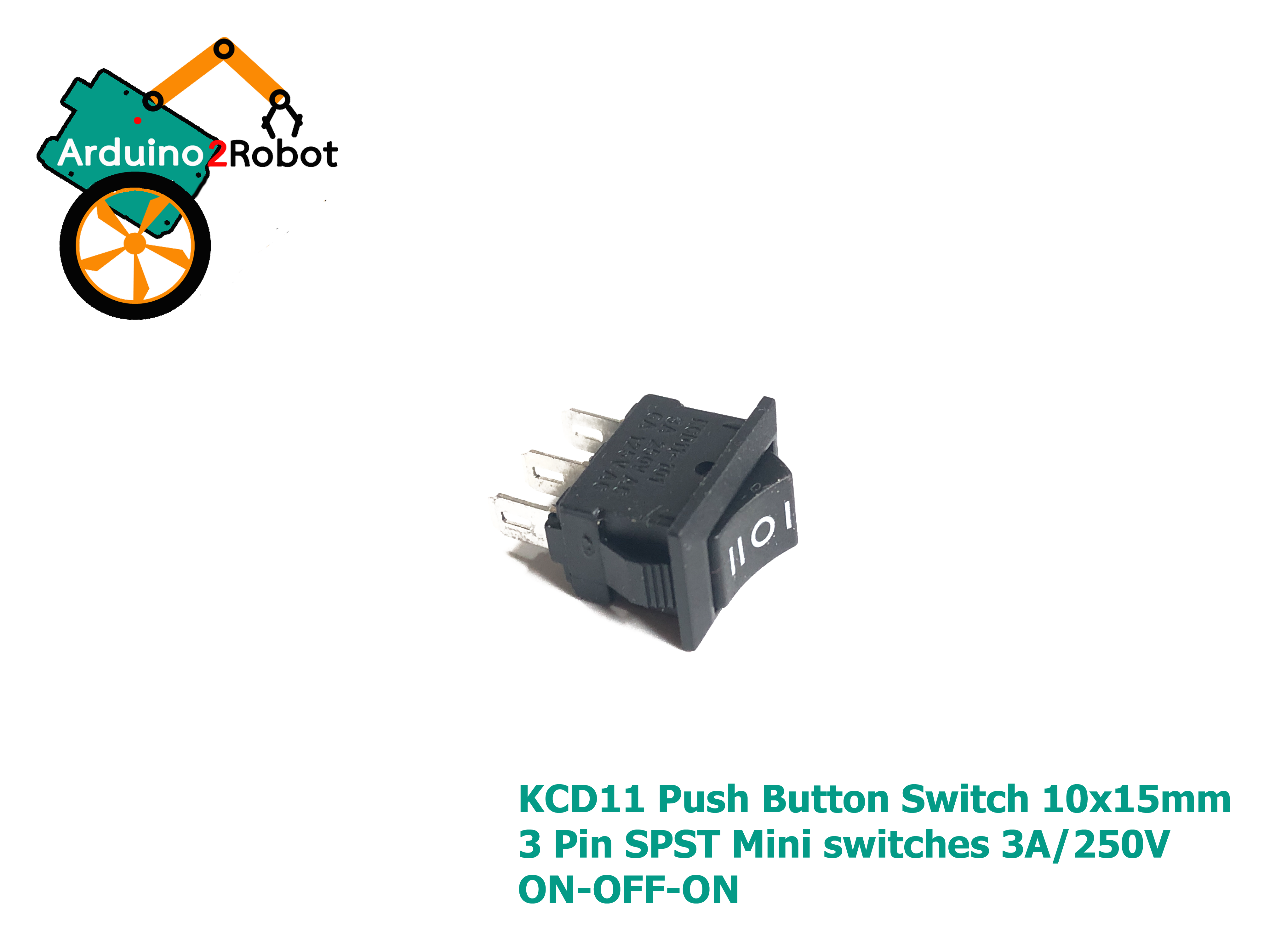 KCD11 Push Button Switch สีดำ 10x15mm 3 Pin SPST Mini switches 6A/125V 3A/250V Snap-in ON-OFF-ON