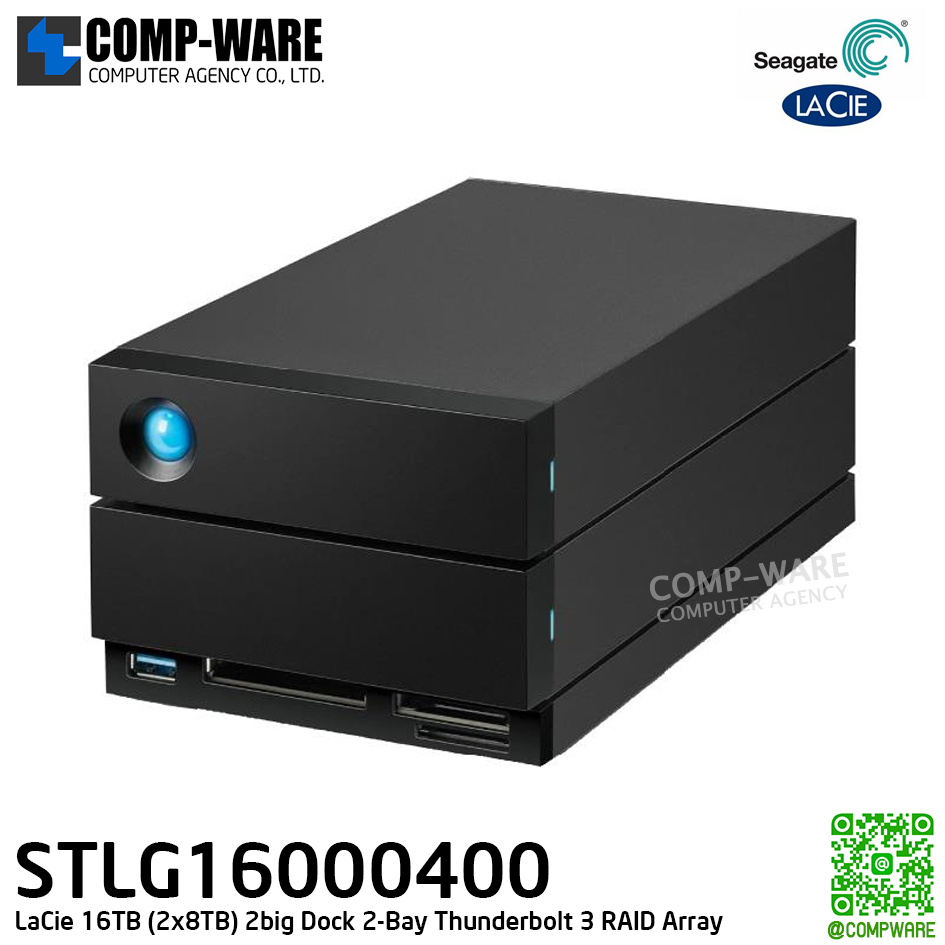 Seagate LaCie 16TB (2x8TB) 2big Dock 2-Bay Thunderbolt 3 RAID Array (Black) - STLG16000400