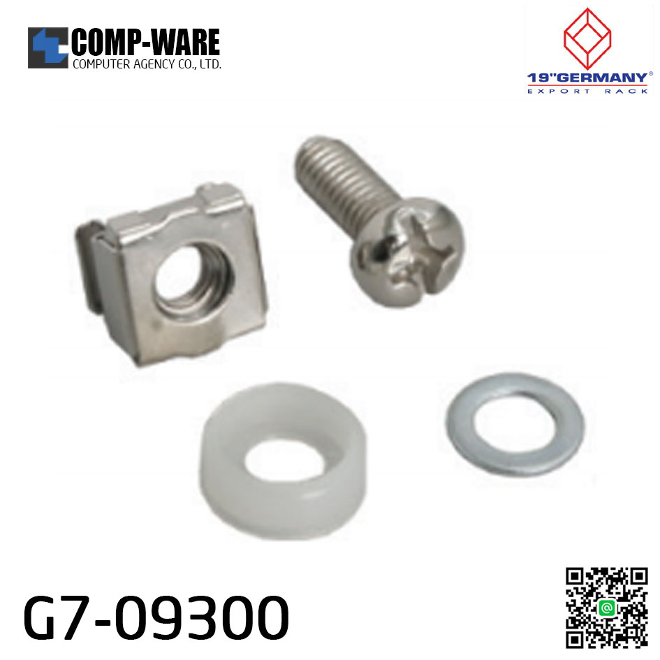 19" Germany Rack Accessories G7-09300SET-20ชุด SCREW M6 + CAPTIVE NUT M6 + Plastic washer + Metal gasket (บรรจุ 10 ตัว/Pkg)