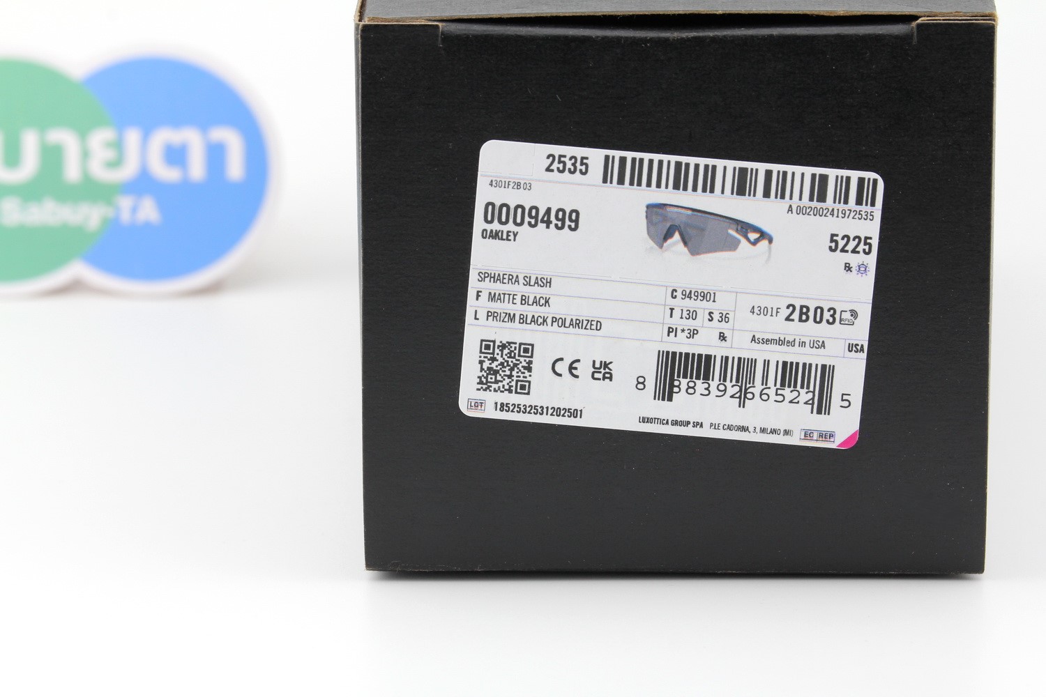 Oakley Sphaera Slash Matte Black / Prizm Black Polarized SKU#OO9499-01