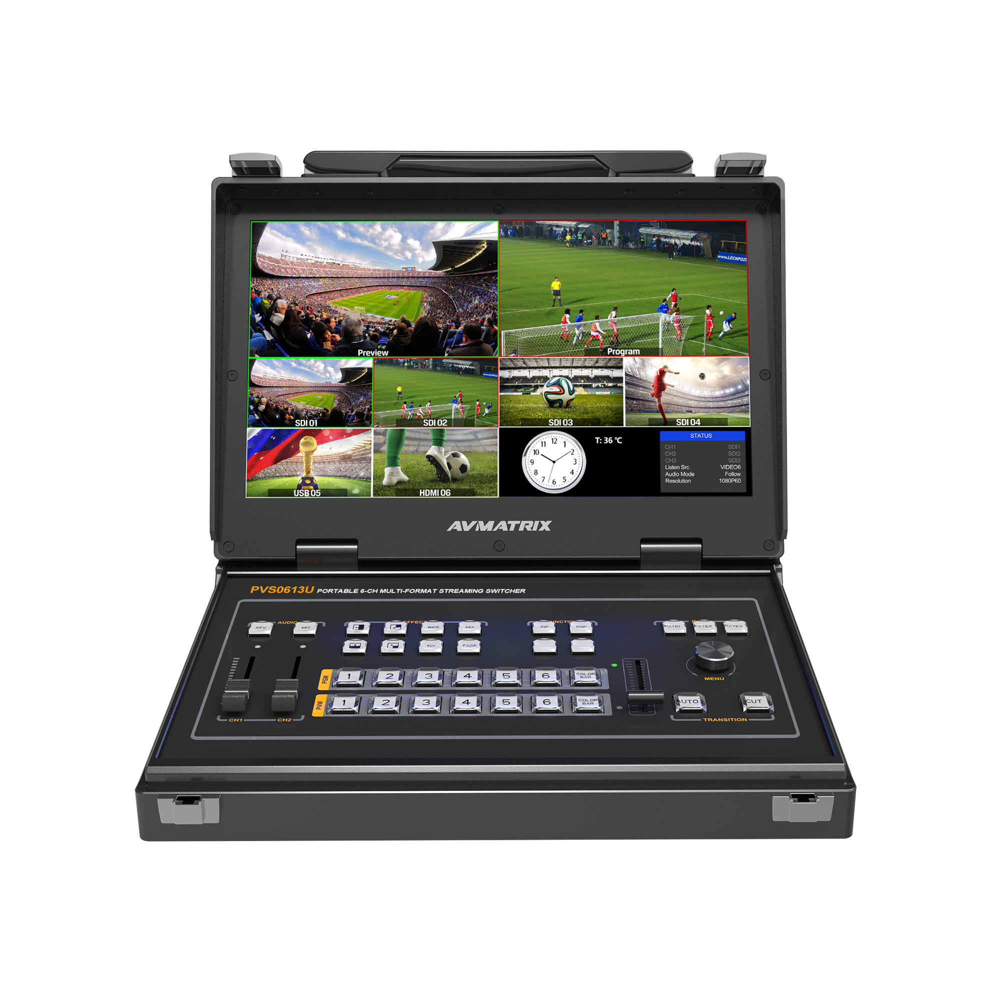 AVMatrix PVS0613U วีดีโอ สวิตเชอร์แบบพกพา มาพร้อมจอขนาด 13.3 นิ้ว และมีแคปเจอร์ในตัว
