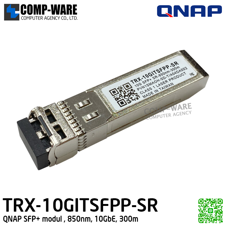 QNAP SFP+ modul TRX-10GITSFPP-SR, 850nm, 10GbE, 300m (1Y Warranty) - Spare Part