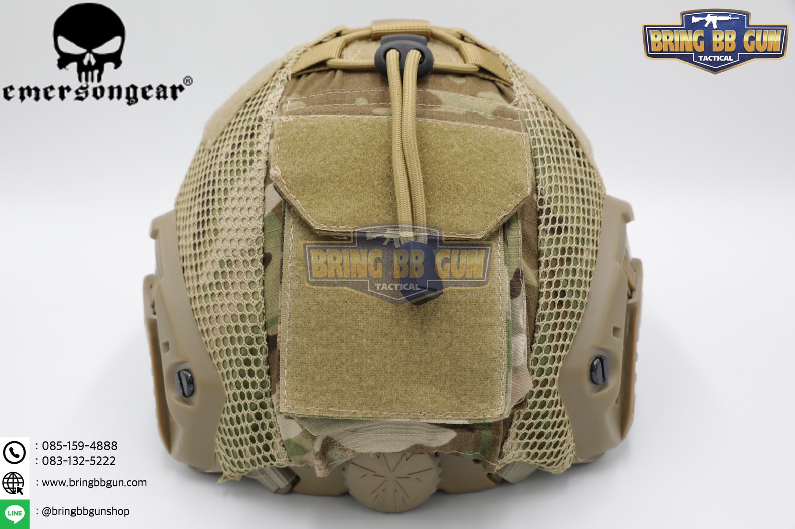 หมวก Fast ยี่ห้อ Emerson + ผ้าคลุมหมวก รุ่น ปรับท้ายทอยได้ (Fast Helmet MH type)