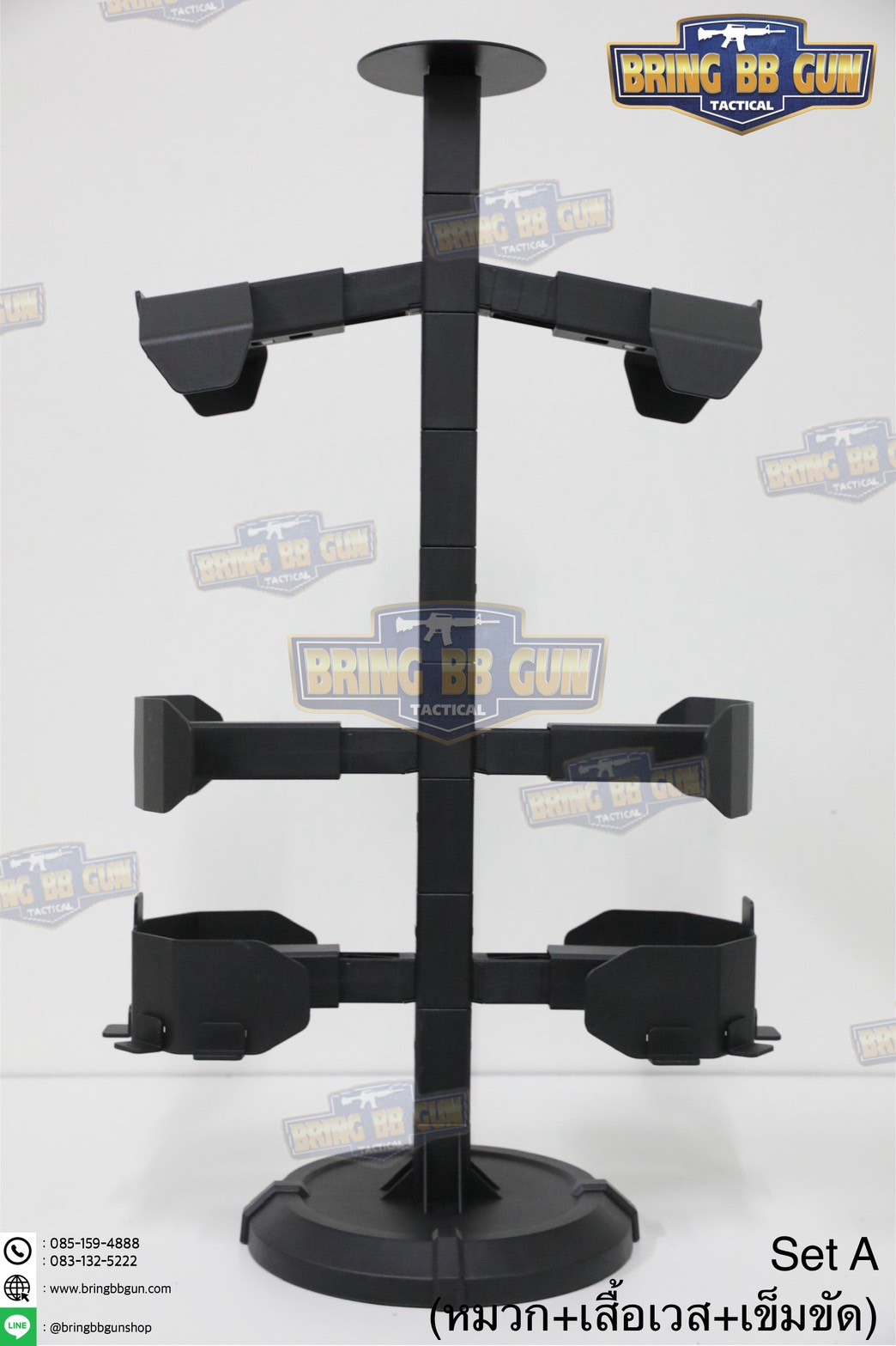 แท่นวางหมวก-เสื้อเวส-เข็มขัด (เสาแขวนหมวก-เสื้อเวส-เข็มขัด) (ที่แขวนอเนกประสงค์) (Equipment Display Stand)