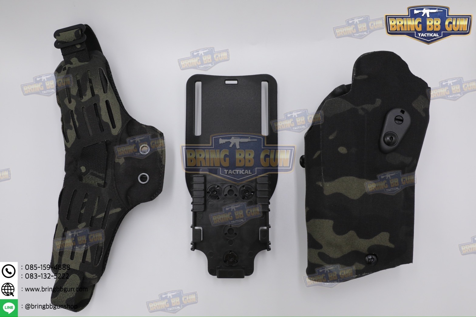 ซองปืน 6354DO Ver. 2 (ซอง6354+สายรัดต้นขาแบบนวม) ซองปืนพกนอกปลดนิ้วโป้ง + ช่องไฟฉาย (ซองปืน 6354DO) (6354 DO) (Glock 17/18/19 + X300) (P320 + X300)