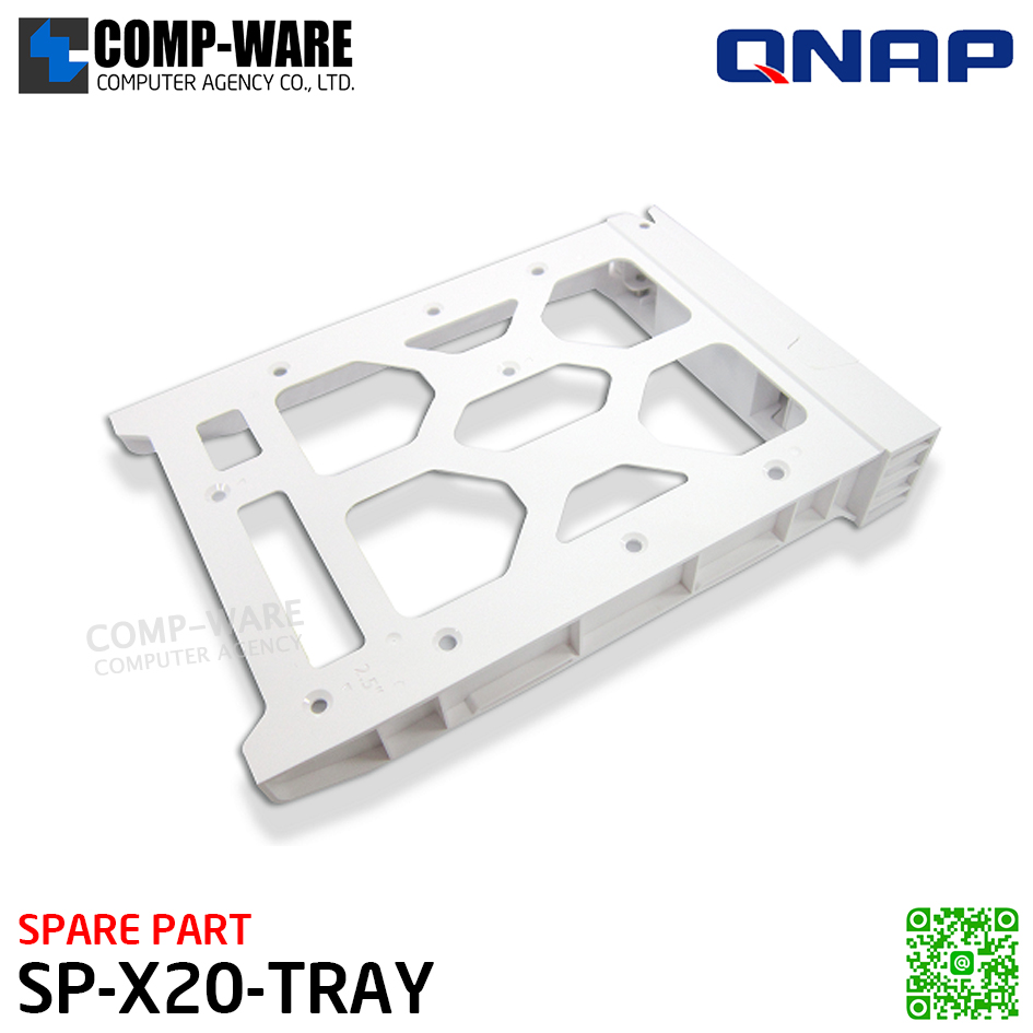 QNAP SP-X20-TRAY Plastic White HDD tray with black flat head machine screw x6 for 2.5" HDD & silver flat head machine screw x8 for 3.5" HDD - Spare Part - 1Y Warranty