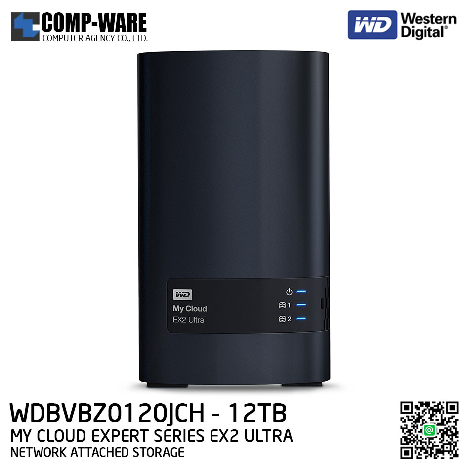 WD 12TB My Cloud EX2 Ultra 2-Bay Network Attached Storage - WDBVBZ0120JCH-SESN รับประกัน 3ปี // Pre-order สั่งซื้อขั้นต่ำ 2 ชิ้นขึ้นไป
